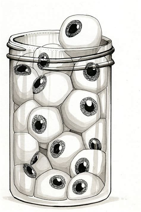 2012 Word A Day Illustration Surfeit Jar Of Eyeballs Eyeball Drawing Eyeball Art Dark