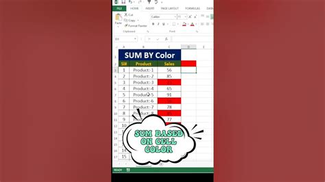 How To Sum Cells Based On Background Color In Excel Excel Sumif Viralvideo Youtube