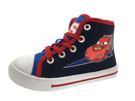 Disney Cars Lightning McQueen Hi Tops Trainers Lace Up Canvas Pumps ...