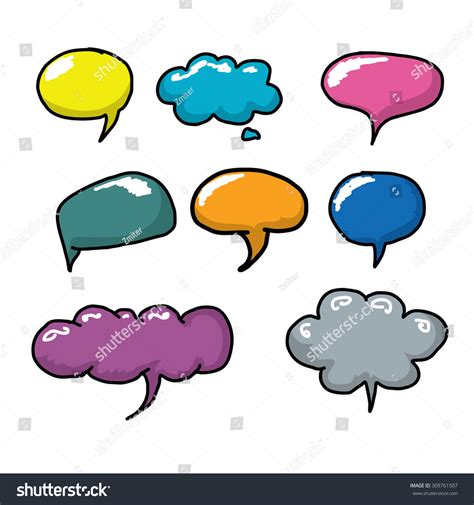 Hand Drawn Comic Speech Bubbles Set Stock Vector Royalty Free 309761507