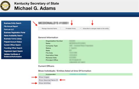 Kentucky Secretary of State | Business Entity Search - Secretary of State