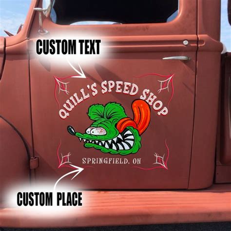 Pcs Personalized Hot Rod Garage Pinstripe Door Art Set Vinyl Stickers Rustypod