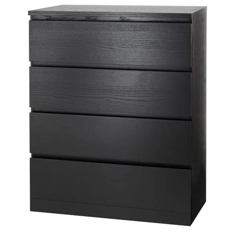 VÅRMA ВАРМА Комод 4 ящика шпон ясень черный 80x100x40 см Комоды IKEA