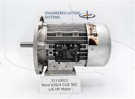 Nord 31110012 63S 4 CUS 56C 1 6 HP Motor Crane Hoist Equipment