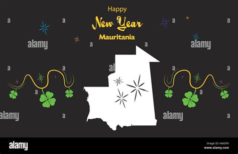 Happy New Year Illustration Theme With Map Of Mauritania Stock Vector