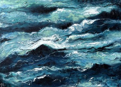 Dark abstract waves Painting by Valeria Ocean | Saatchi Art