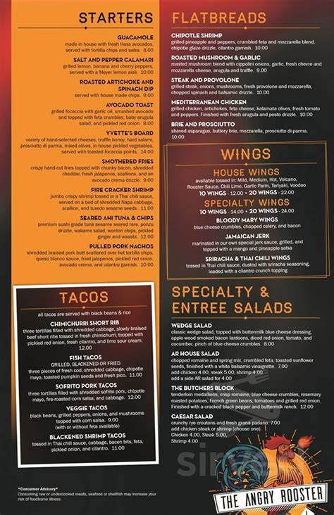 The Angry Rooster Wing Company Menus In Bradenton Florida United States