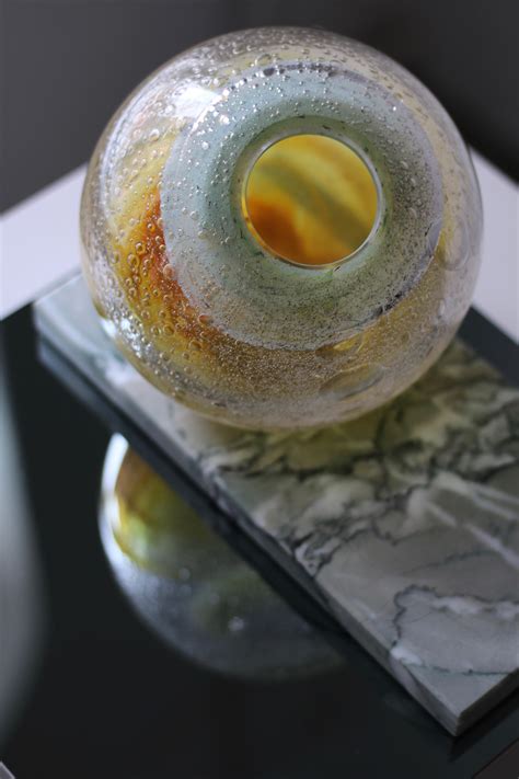 Honey Orb Yellow And Green Glass Vase On Marble For Sale At 1stdibs Honey Glass Vases