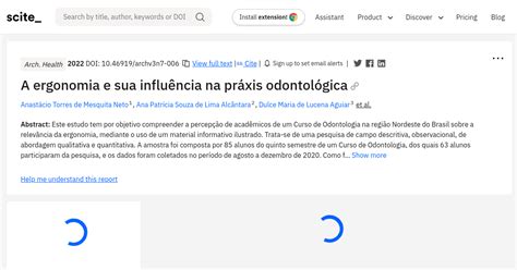 A Ergonomia E Sua Influência Na Práxis Odontológica Scite Report