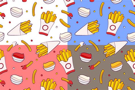 French Fries Vector Seamless Pattern