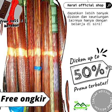 Jual Tirai Outdoor Anti Air Kulit Bambu Sawit Ukuran 2m2 5m Shopee