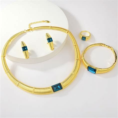 Nickel Free Gold Plated Dubai Piece Jewelry Set With No Risk Refund