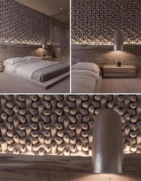 This Unique Bedroom Accent Wall Is Made From 3-Dimensional Tiles