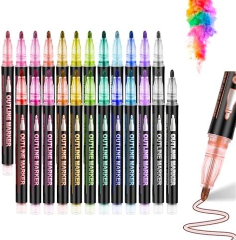 Amazon TSGYRT Double Line Outline Pens 24 Colors Shimmer Markers