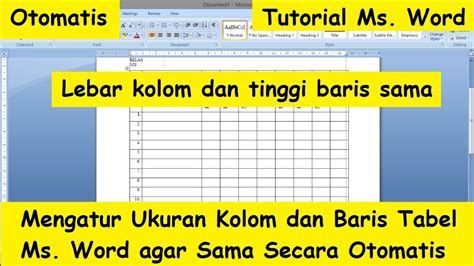 Cara Mengatur Ukuran Kolom Dan Baris Pada Tabel Di Ms Word Agar Sama