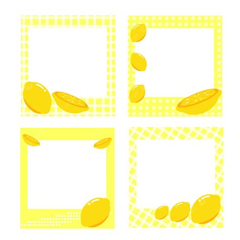 Lemon Fruit Photocall Polaroid Frame Collection Vector Photocall