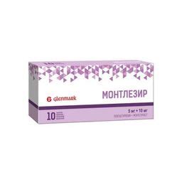 Монтлезир, 5 мг+10 мг, таблетки, покрытые пленочной оболочкой, 10 шт ...