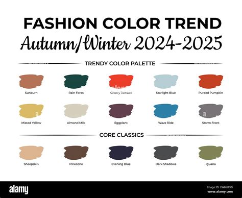 Fashion Color Trend Autumn Winter 2024 2025 Trendy Colors Palette