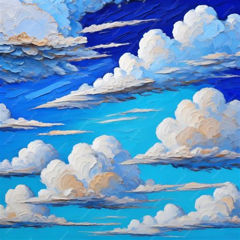 Premium Photo | A painting of clouds and the sky with clouds in the ...