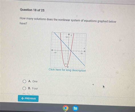 Solved Question 18 Of 25 How Many Solutions Does The Nonlinear System Of Equations Graphed