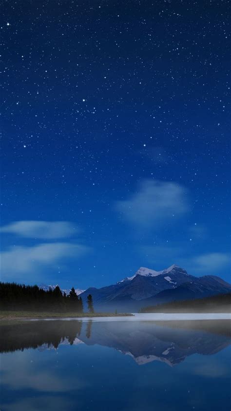 night landscape mountains reflection iPhone Wallpapers Free Download