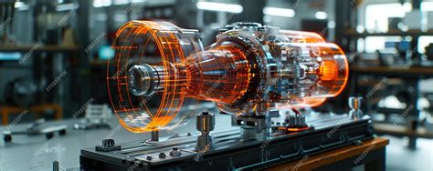 Инженер проектирует 3D-двигатели, анализирует прототипы с помощью ...