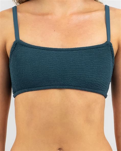 Kaiami Meredith Scrunch Bralette Bikini Top In Mermaid Blue Fast