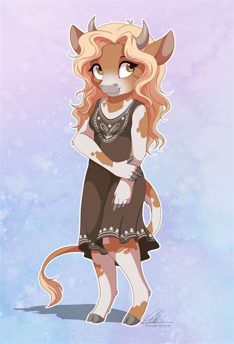 a drawing of a cat with long blonde hair wearing a black dress and ...