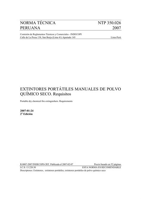 PDF NORMA TÉCNICA NTP 350 026 PERUANA 20072 1 14 NTP ISO 2859 1 1999