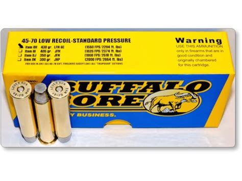 Buffalo Bore 45 70 Government Ammo 430 Grain Flat Nose Low Recoil Box