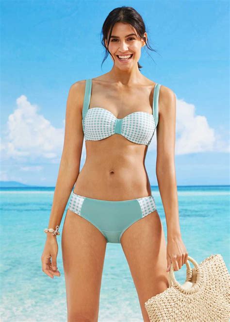 Attraktiver Balconette Bikini Mit Softcups Mint Wei Cup E