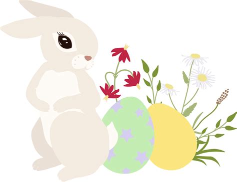 Easter Clipart Vector Drawing Easter Cute Rabbits Basket Easter