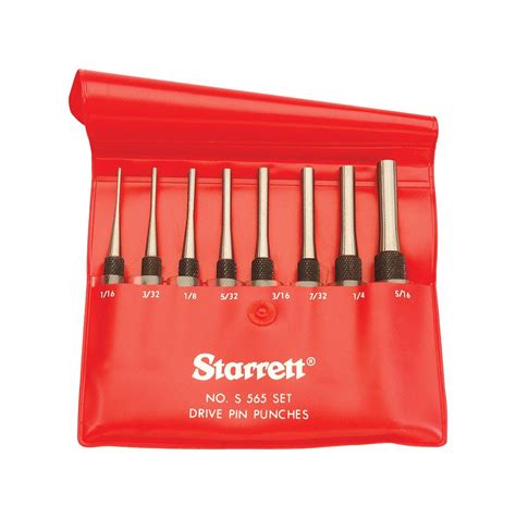 STARRETT Drive Pin Punch Set 1 16 In 3 32 In 1 8 In 5 32 In 3 16 In 7