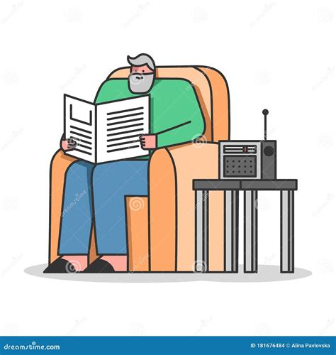 Concept Of Elderly People Leisure Senior Man Is Reading Newspaper