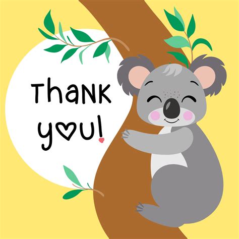 Thank You Card With Adorable Koala On The Tree 18862784 Vector Art At