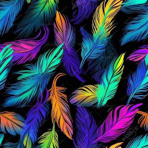 Premium Ai Image A Colorful Background With Feathers On A Black