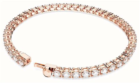 Swarovski Matrix Tennis Bracelet Medium Rose Gold Tone Plated White