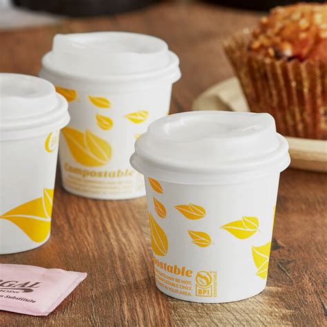 EcoChoice Oz Leaf Print Compostable Paper Hot Cup And PLA Lid Pack