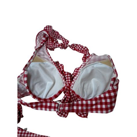 Coquette Red Gingham Japanese Piece Bikini Set Flutter Vintage