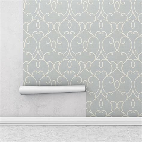 Papel De Parede Fundo Simulando Jeans Detalhes Arabescos Na Cor Nude Para Sala E Quarto