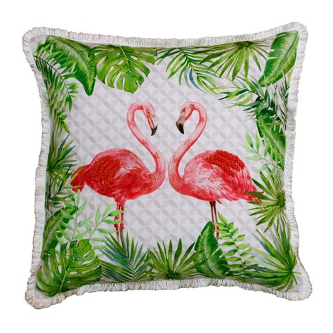 Laddha Home Designs Hand Woven Coastal Flamingo Square Throw Pillow