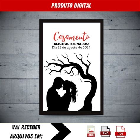 Arte Digital quadro Árvore de Digitais Casamento Elo7