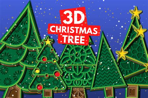 3d Christmas Trees Svg Bundle Graphic By Svgocean · Creative Fabrica