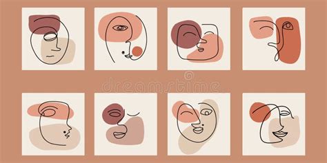 One line art faces stock illustration. Illustration of doodle - 258125998