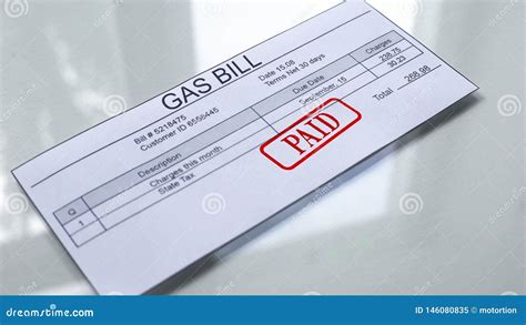 Paid Seal Stamped On Gas Bill Payment For Services Month Exchanges