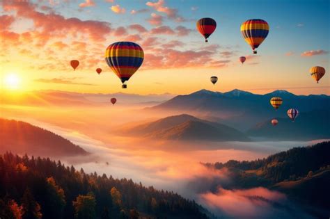Premium AI Image Colorful Hot Air Balloons Generative AI