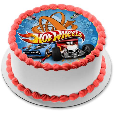 Hot Wheels Red Race Car Skull Edible Cake Topper Image ABPID Edible Cake Toppers Edible