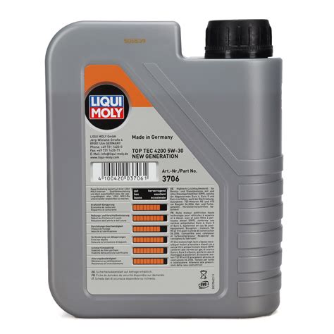 1L 1 Liter LIQUI MOLY 3706 TOP TEC 4200 5W30 Motoröl NEW GEN VW 504.00 ...