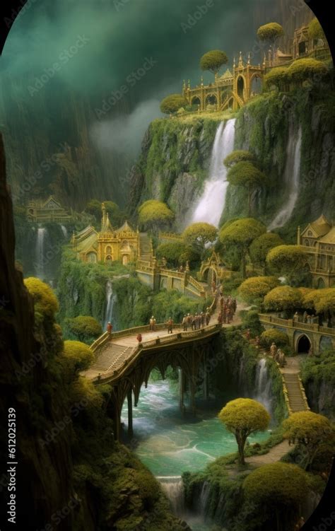 Concept Art Illustration Of Rivendell Town From Lord Of The Rings