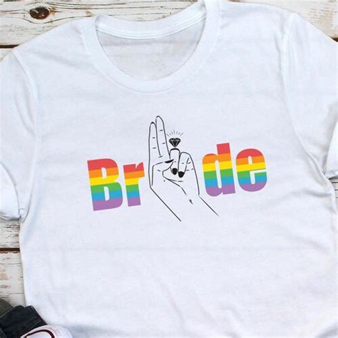 Lesbian Bride Rainbow Shirt Same Fingers Forever Etsy